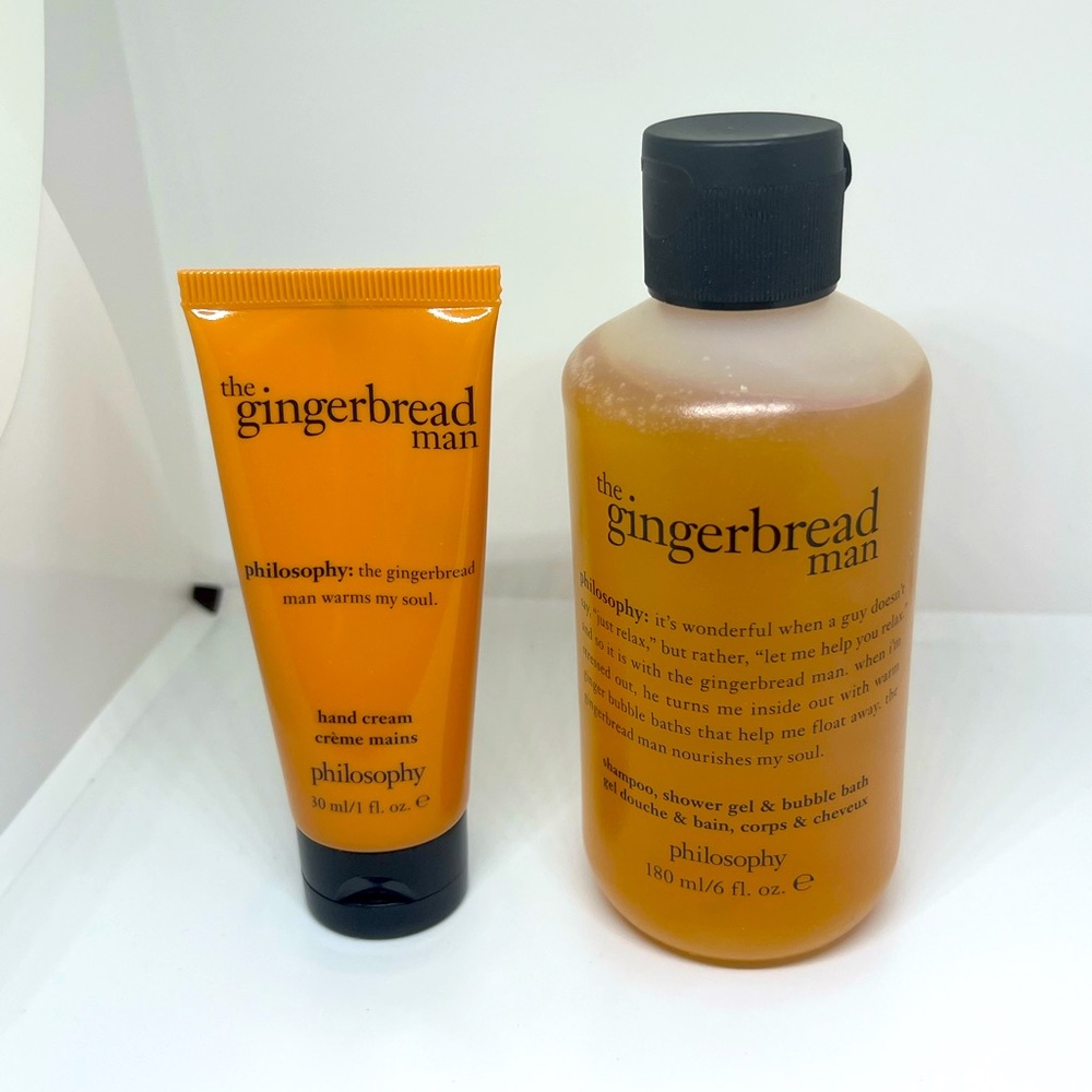 New Philosophy 3 in 1 Shower Gel & Bubble Bath Gingerbread Man 180mL& Hand Cream - Picture 1 of 4